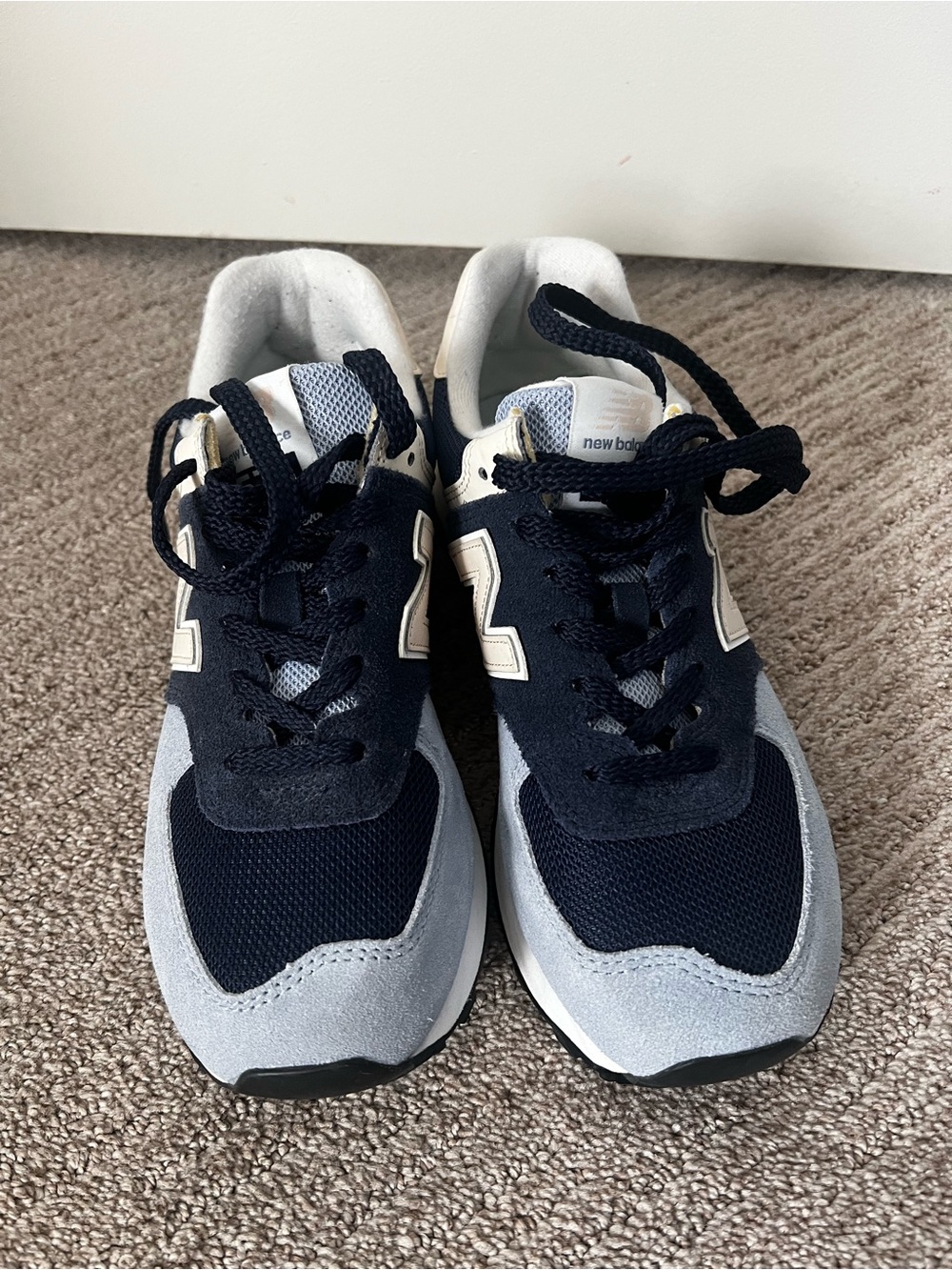 New Balance 574 Women’s Navy and Light Blue Athletic Sneakers